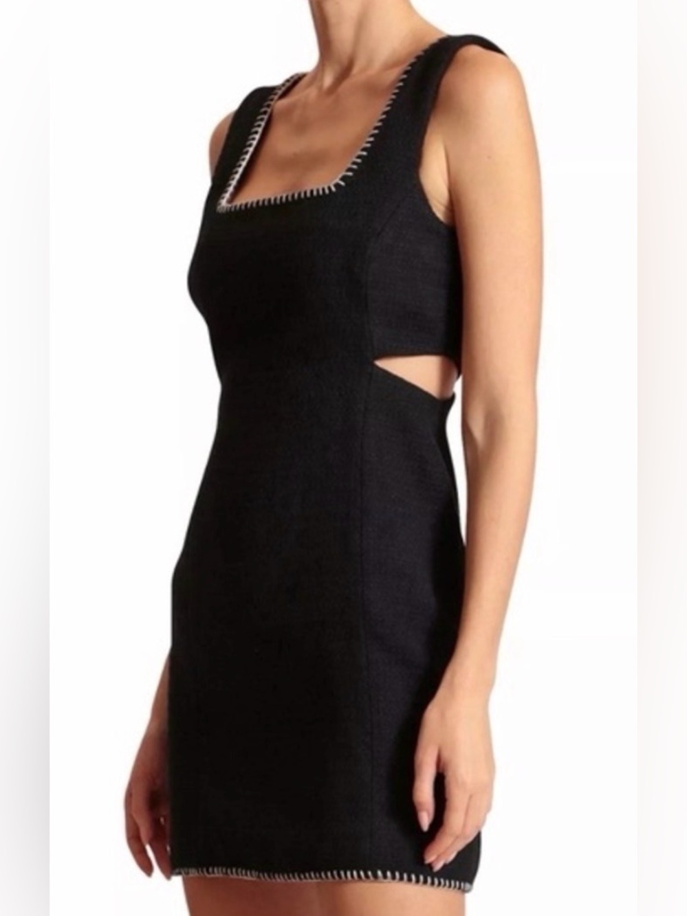 7 For All Mankind Black Lined Cutout Mini Dress Whipstitch 🖤 Size M